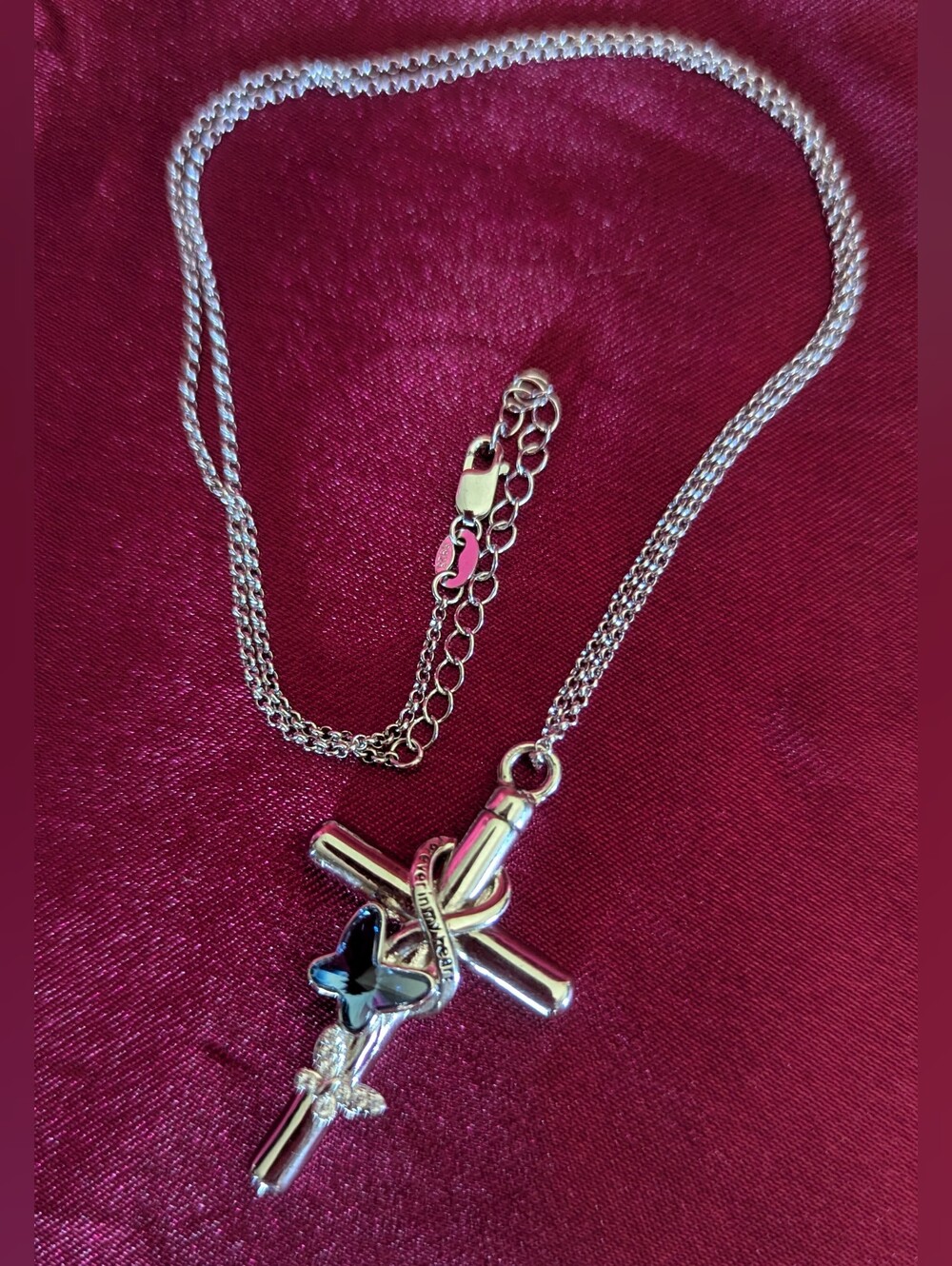 Cross Urn Necklace for Ashes Butterfly Sterling Silver 925 Cremation Jewelry - Picture 4 of 10